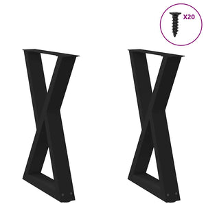 Schwarze Esstischbeine, 2er Set, Stahl