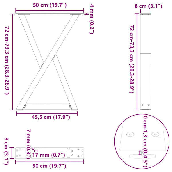 Weiße Esstischbeine aus Stahl, 2er Set