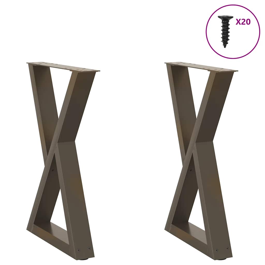 Esstischbeine 60x72 cm, 2er Set, Stahl Natur