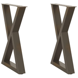 Esstischbeine 60x72 cm, 2er Set, Stahl Natur