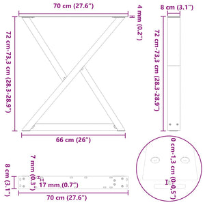 Esstischbeine Anthrazit, 70x72 cm, 2er Set