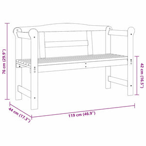 vidaXL Banc d'extérieur Nature 119 x 44 x 76 cm Bois de pin massif