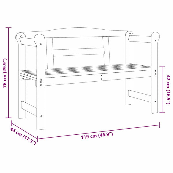 vidaXL Banc d'extérieur Nature 119 x 44 x 76 cm Bois de pin massif