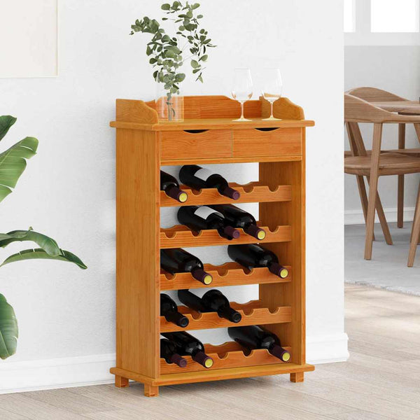 vidaXL Casier à bouteilles marron 58 x 28 x 90 cm Pin massif