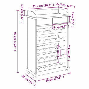 vidaXL Casier à bouteilles marron 58 x 28 x 90 cm Pin massif