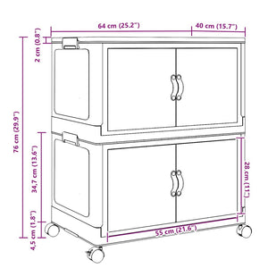 Stapelbare Aufbewahrungsbox mit Rädern, 75 L