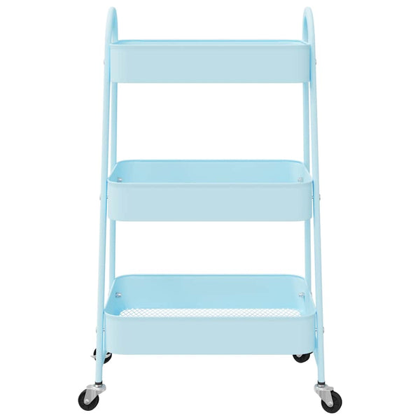 vidaXL Chariot de rangement à 3 niveaux bleu 42x41,5x77 cm acier
