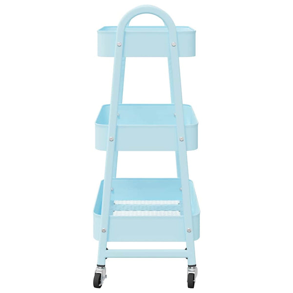 vidaXL Chariot de rangement à 3 niveaux bleu 42x41,5x77 cm acier