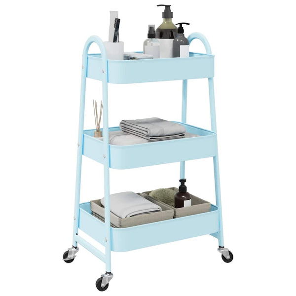 vidaXL Chariot de rangement à 3 niveaux bleu 42x41,5x77 cm acier