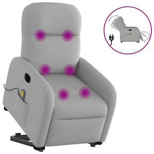 Elektrischer Massagesessel mit Aufstehhilfe, Stoff Grau