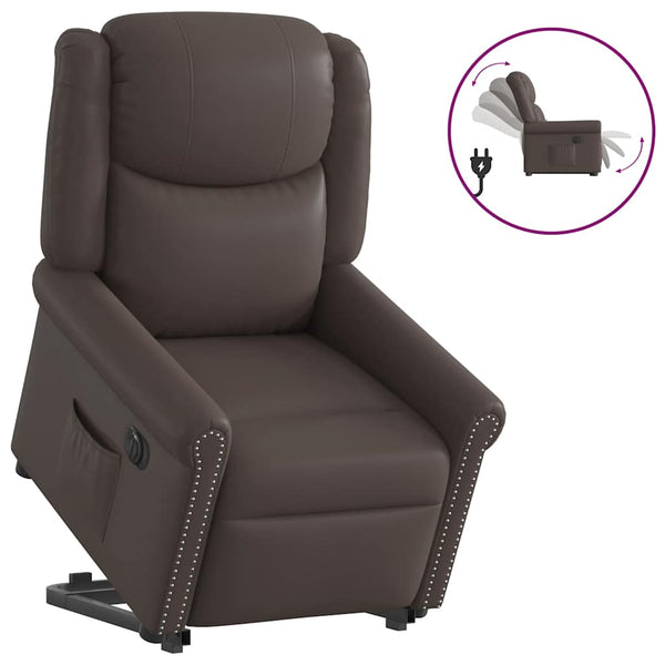 Elektrischer Relaxsessel Aufstehhilfe Braun Kunstleder