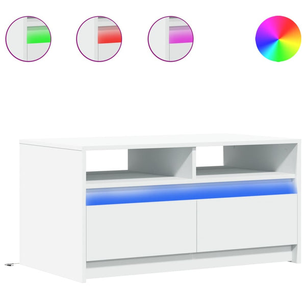 LED Couchtisch Weiß Holzwerkstoff