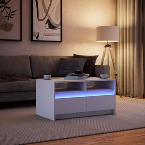 LED Couchtisch Weiß Holzwerkstoff