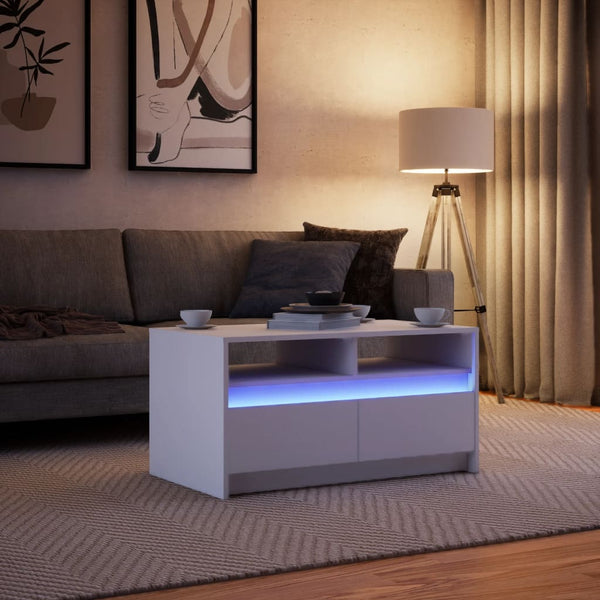 LED Couchtisch Weiß Holzwerkstoff