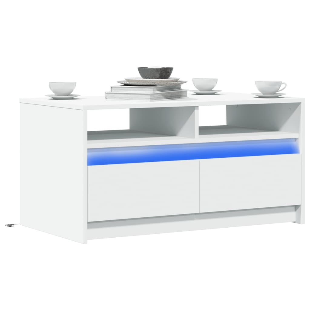 LED Couchtisch Weiß Holzwerkstoff