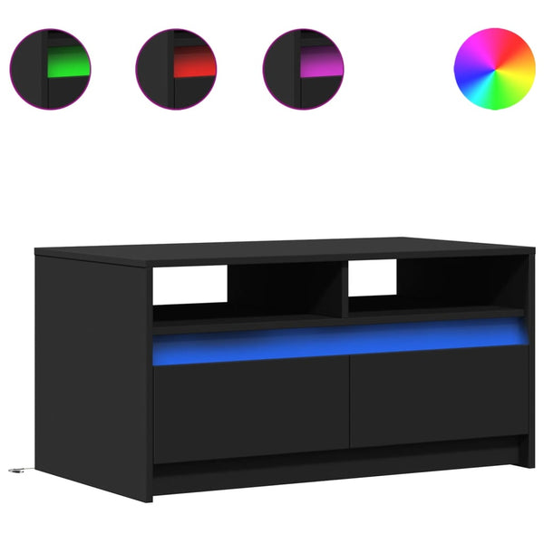 LED Couchtisch Schwarz Holzwerkstoff