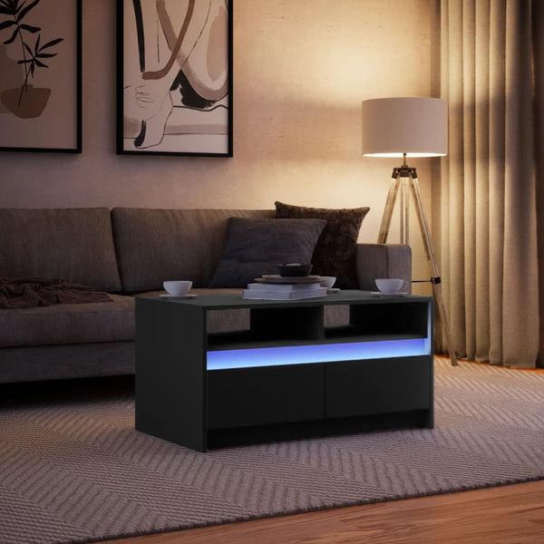 LED Couchtisch Schwarz Holzwerkstoff