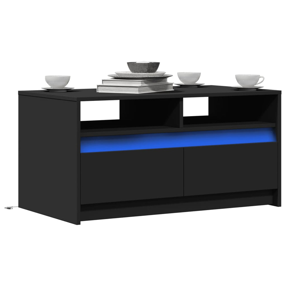 LED Couchtisch Schwarz Holzwerkstoff