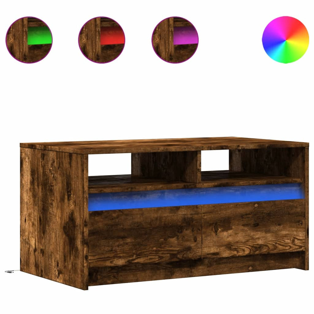 LED Couchtisch Räuchereiche Holz