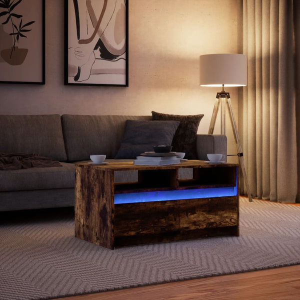 LED Couchtisch Räuchereiche Holz
