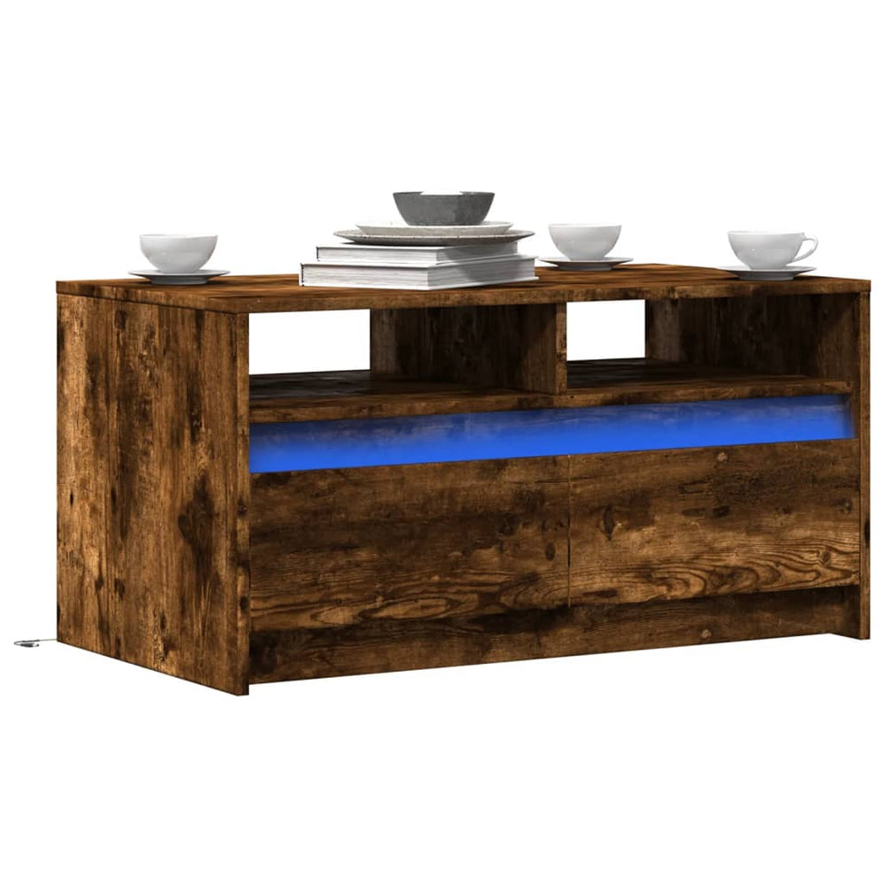 LED Couchtisch Räuchereiche Holz