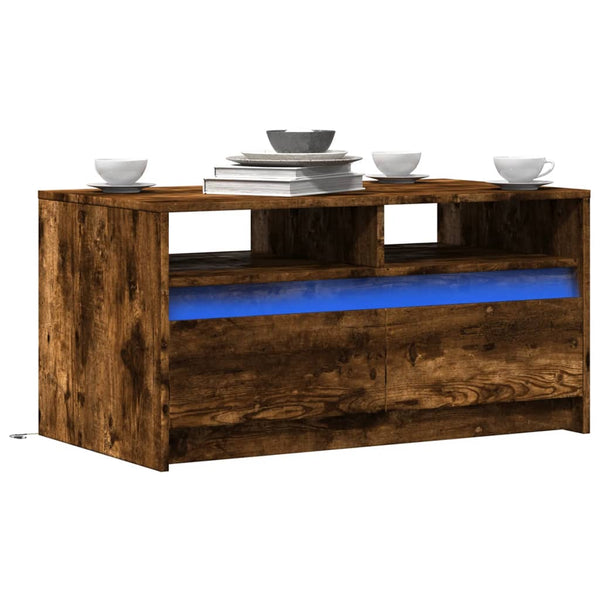 LED Couchtisch Räuchereiche Holz