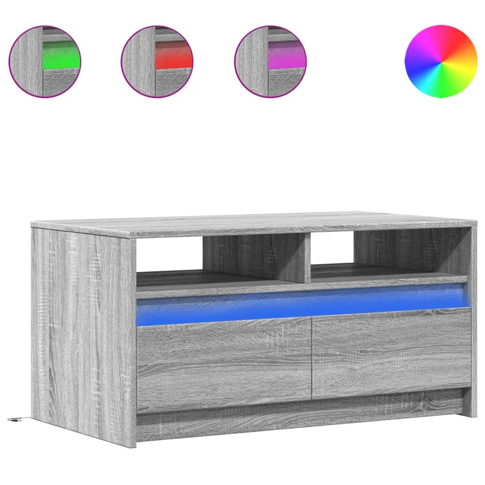 LED Couchtisch Grau Sonoma Holz
