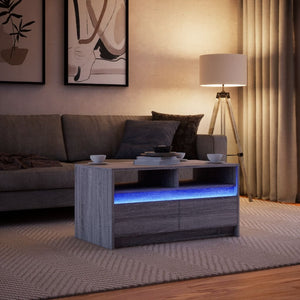 LED Couchtisch Grau Sonoma Holz