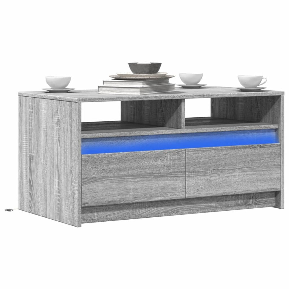 LED Couchtisch Grau Sonoma Holz