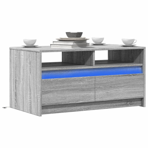 LED Couchtisch Grau Sonoma Holz