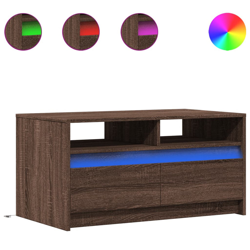 LED Couchtisch Braun Eiche Optik