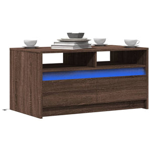 LED Couchtisch Braun Eiche Optik