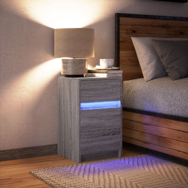 Grauer Nachttisch mit LED-Beleuchtung