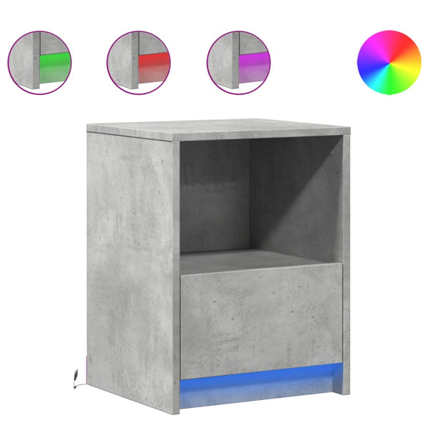 Nachttische mit LED, 2er-Set Betongrau