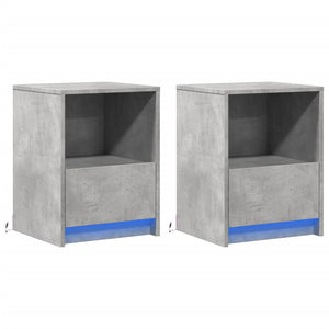 Nachttische mit LED, 2er-Set Betongrau