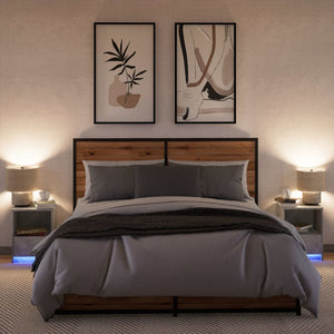 Nachttische mit LED, 2er-Set Betongrau