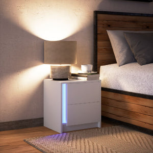 Nachttisch mit LED-Leuchten Weiß