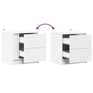 Nachttische mit LED-Leuchten, 2er-Set, Weiß