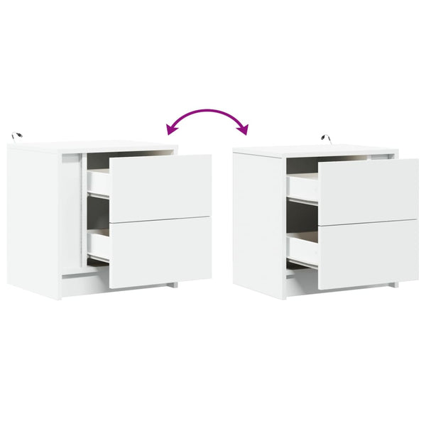 Nachttische mit LED-Leuchten, 2er-Set, Weiß