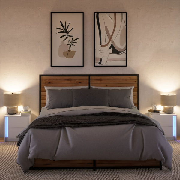 Nachttische mit LED-Leuchten, 2er-Set, Weiß