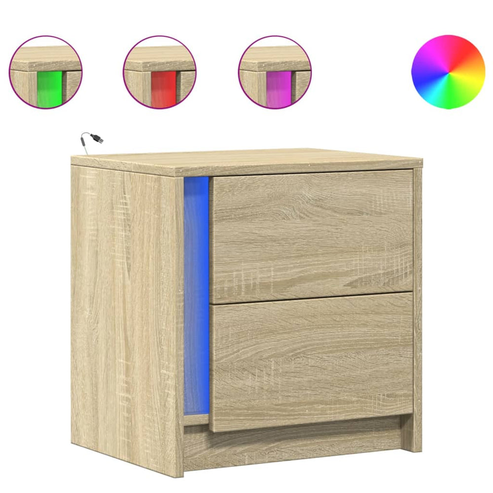 LED Nachttische 2er Set Sonoma Eiche