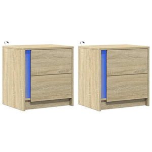 LED Nachttische 2er Set Sonoma Eiche