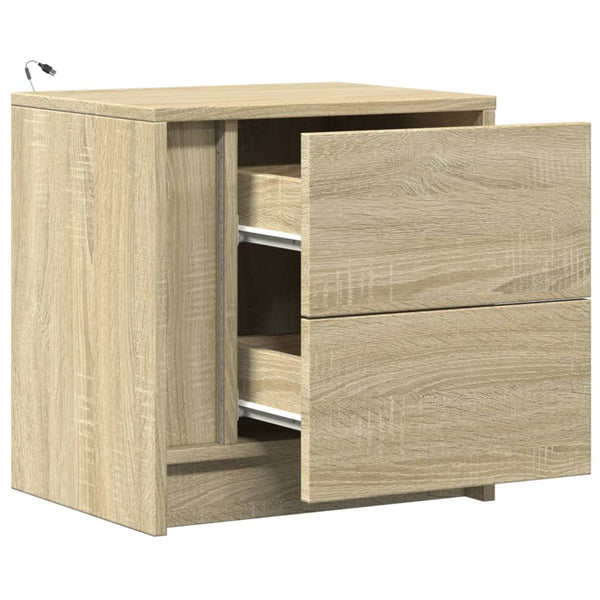 LED Nachttische 2er Set Sonoma Eiche