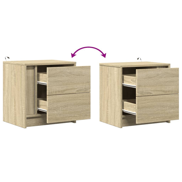 LED Nachttische 2er Set Sonoma Eiche