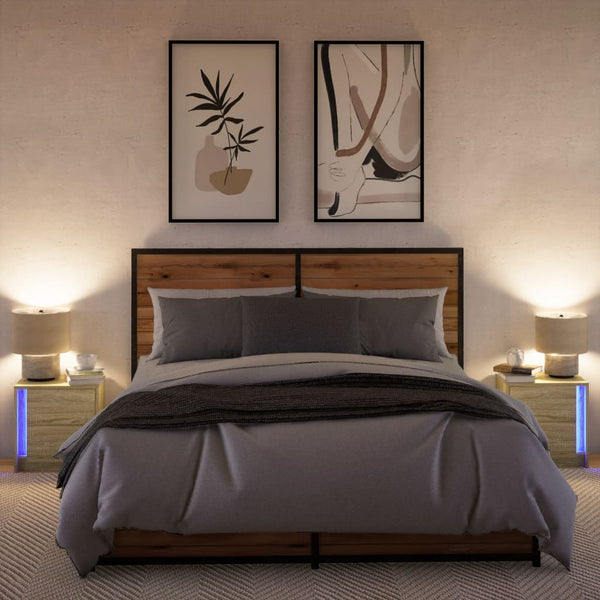 LED Nachttische 2er Set Sonoma Eiche