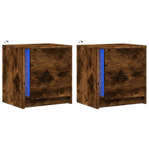 Nachttische mit LED-Leuchten, 2er Set