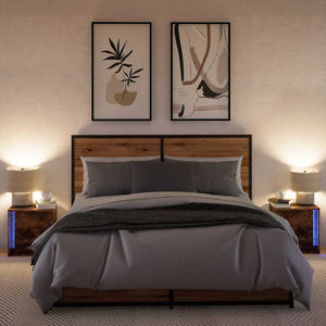 Nachttische mit LED-Leuchten, 2er Set