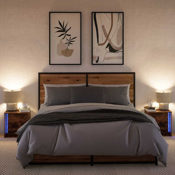 Nachttische mit LED-Leuchten, 2er Set