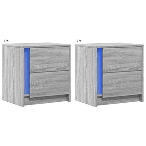 Nachttische mit LED, 2er-Set, Grau Sonoma