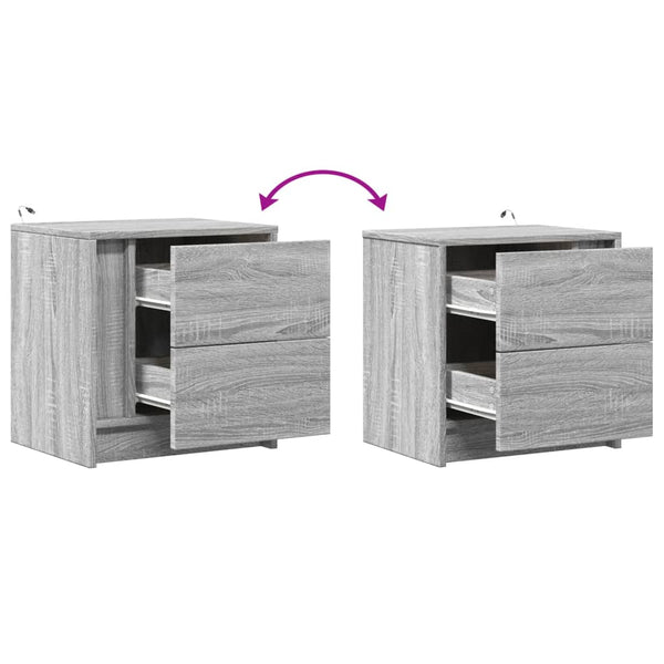Nachttische mit LED, 2er-Set, Grau Sonoma